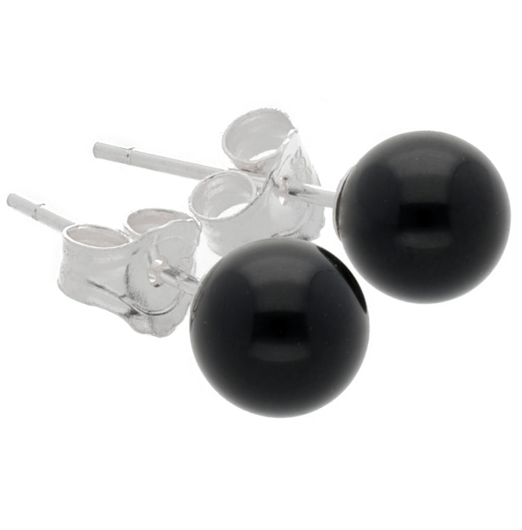 Onyx Ohrstecker 6 mm | 925er Silber