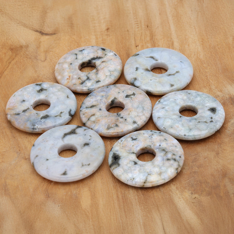 Ozeanjaspis Donut | 30 mm Anhänger + Baumwollband