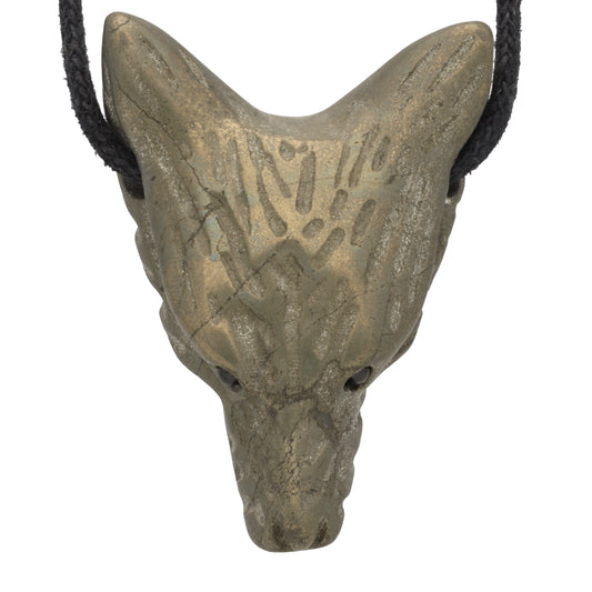 Pyrit Wolfskopfanhänger