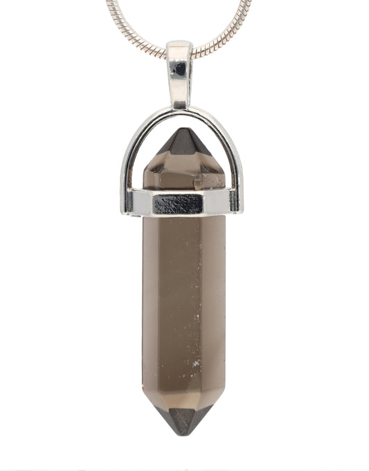 Rauchquarz | Doppelspitze, gefasst | silberfarbene Öse