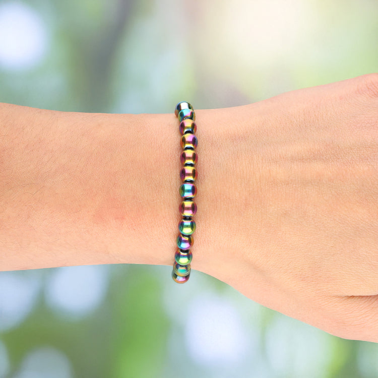 Regenbogen-Hämatit Kugelarmband | 6mm
