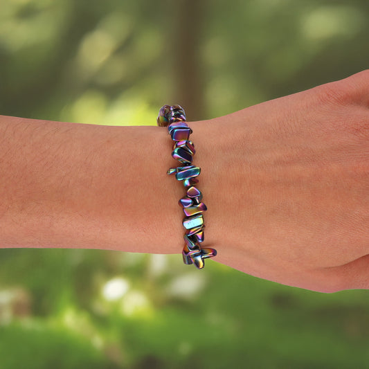 Regenbogen-Hämatit Splitterarmband