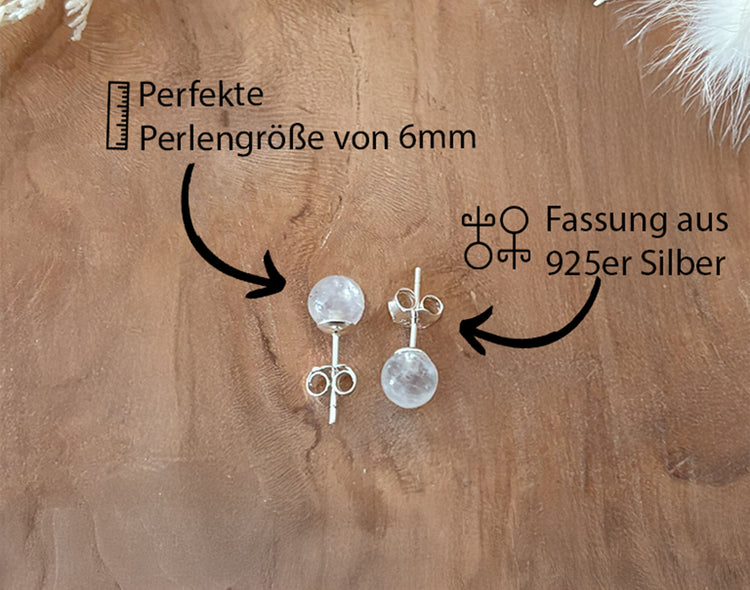 Regenbogen Mondstein Ohrstecker 6 mm | 925 Silber