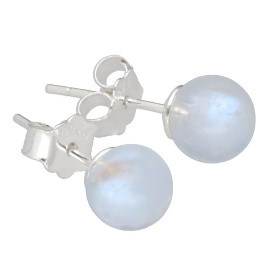 Regenbogen Mondstein Ohrstecker 6 mm | 925 Silber
