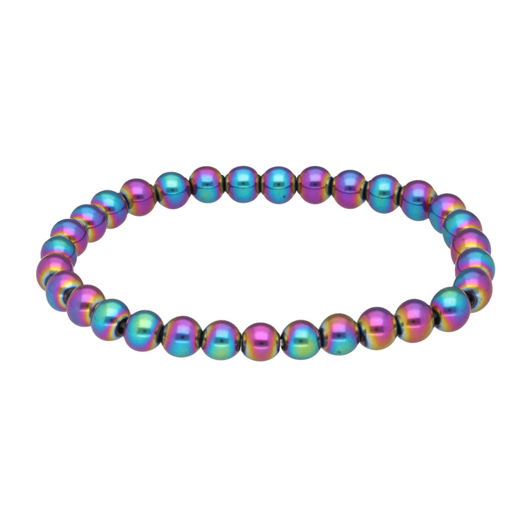 Regenbogen-Hämatit Kugelarmband | 6mm