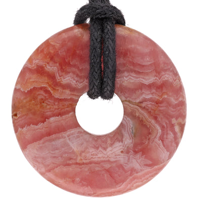 Rodocrosite Ciondolo donut | Ciondolo da 30 mm + cordino in cotone