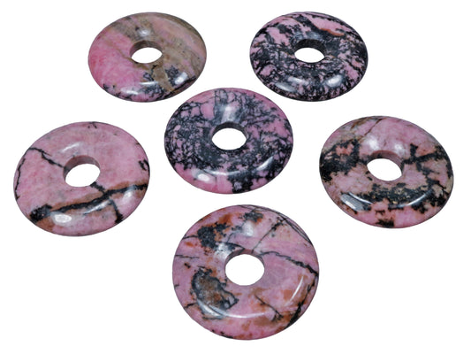 Rhodonit Donut | 30 mm Anhänger + Baumwollband