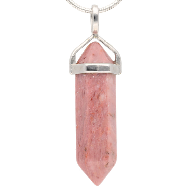 Rhodonit | Doppelspitze, gefasst | silberfarbene Öse