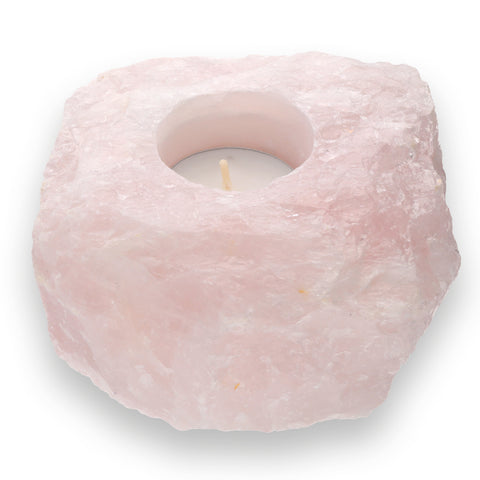 Portacandela in Quarzo rosa