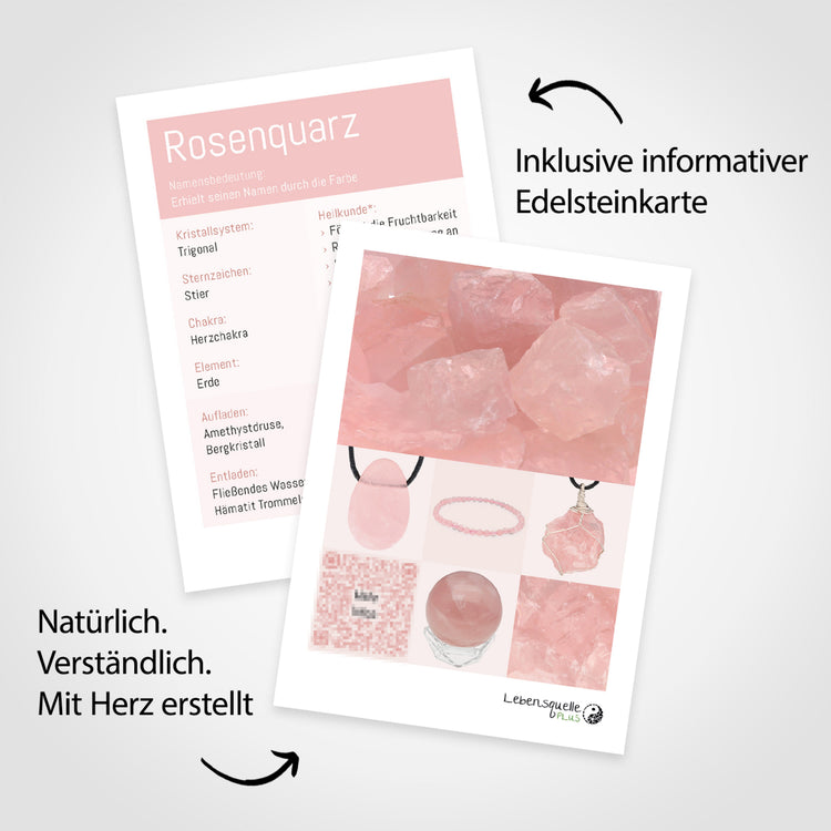 Rosenquarz Edelsteinkarte – im Lieferumfang enthalten