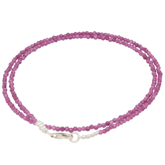 Rubin 2 mm Perlenkette facettiert | 45 cm + Silberverschluss