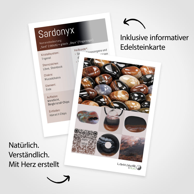 Sardonyx Edelsteinkarte – im Lieferumfang enthalten