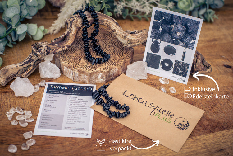 Turmalin, schwarz (Schörl) Splitterkette | 45cm mit Verschluss