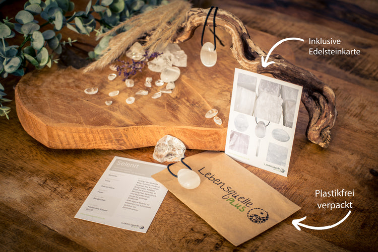 Selenit Tropfenanhänger