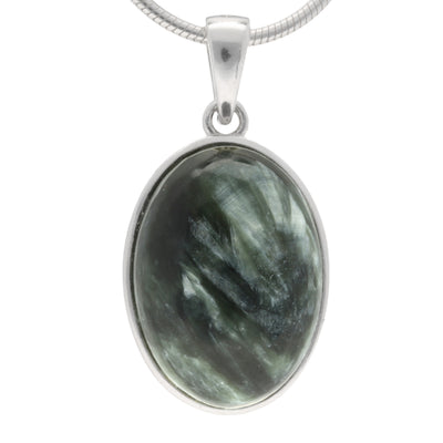 Seraphinit Anhänger (oval) in Silber gefasst