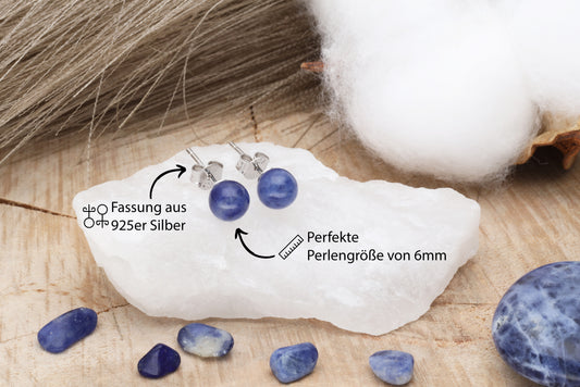 Sodalith Ohrstecker 6 mm | 925er Silber