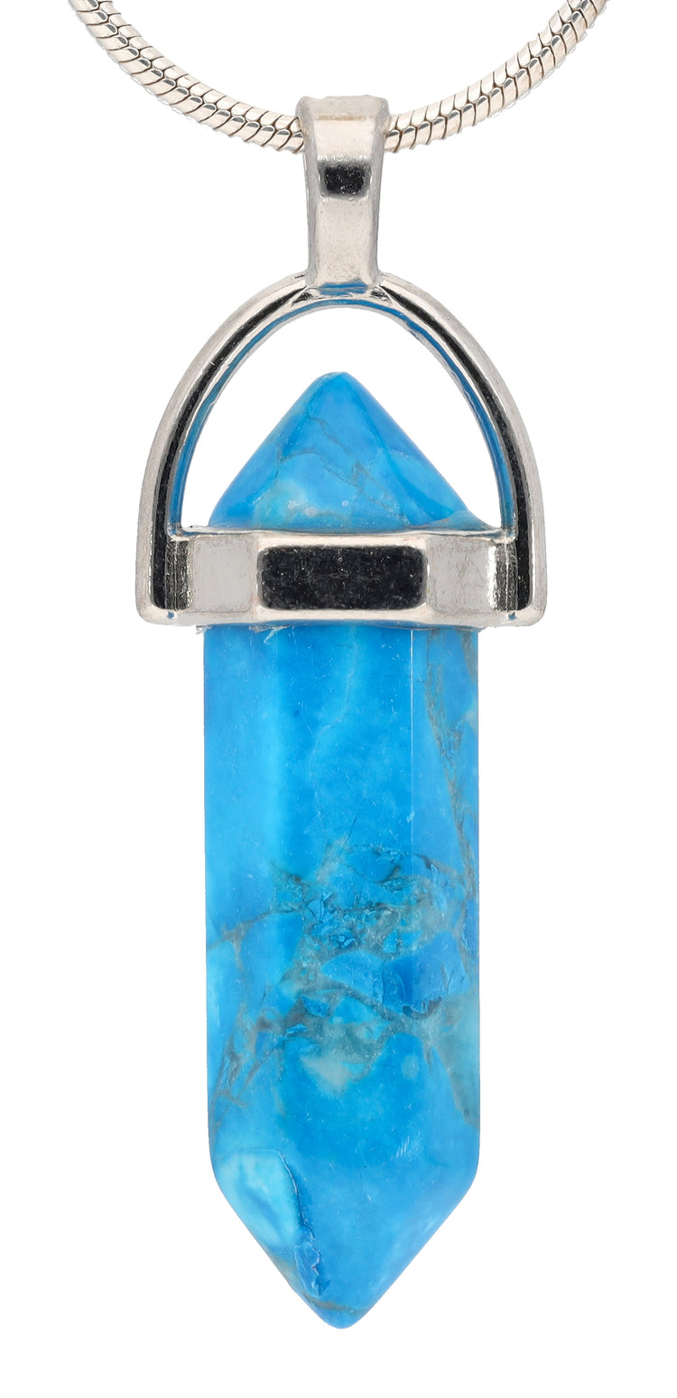 Türkis, Rec. | Doppelspitze, gefasst | silberfarbene Öse