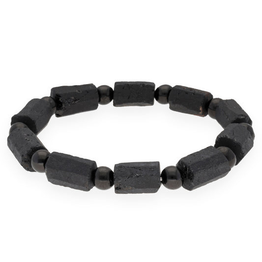 Kristallarmband mit Kugelelement 19 cm | Turmalin, schwarz | 6 mm Perlen