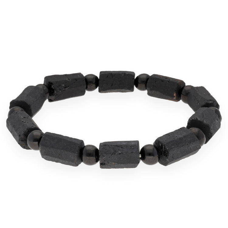 Kristallarmband mit Kugelelement 19 cm | Turmalin, schwarz | 6 mm Perlen