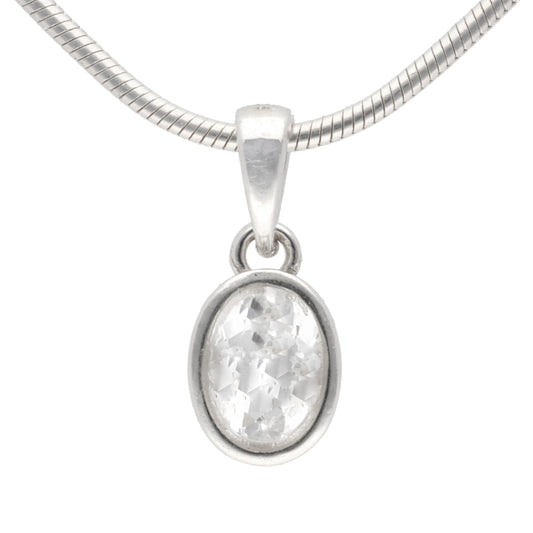 Bergkristall Anhänger facettiert | Ovale Perle 8x6 mm | 925er Silber gefasst