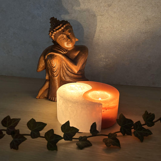 Salzkristall Teelichthalter "Yin&Yang"