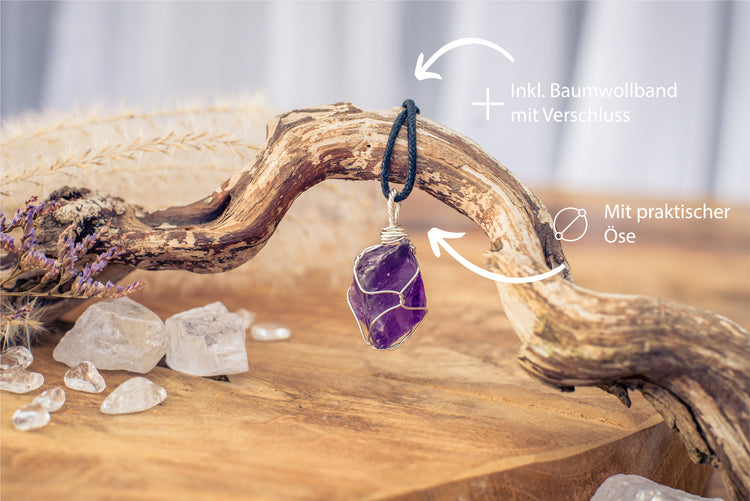 Amethyst, Gefasster Rohsteinanhänger