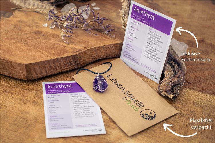 Amethyst, Gefasster Rohsteinanhänger