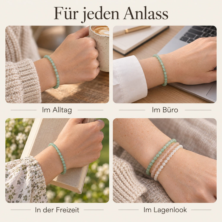 Aventurin, grün Mini-Kugelarmband | 4 mm – getragen – für jeden Anlass