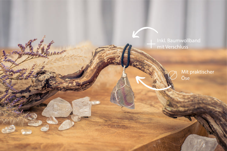 Fluorit, Gefasster Rohsteinanhänger