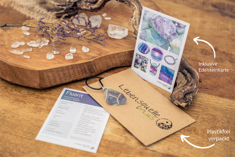 Fluorit, Gefasster Rohsteinanhänger