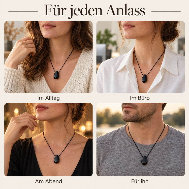 Obsidian, schwarz Tropfenanhänger – getragen – für jeden Anlass