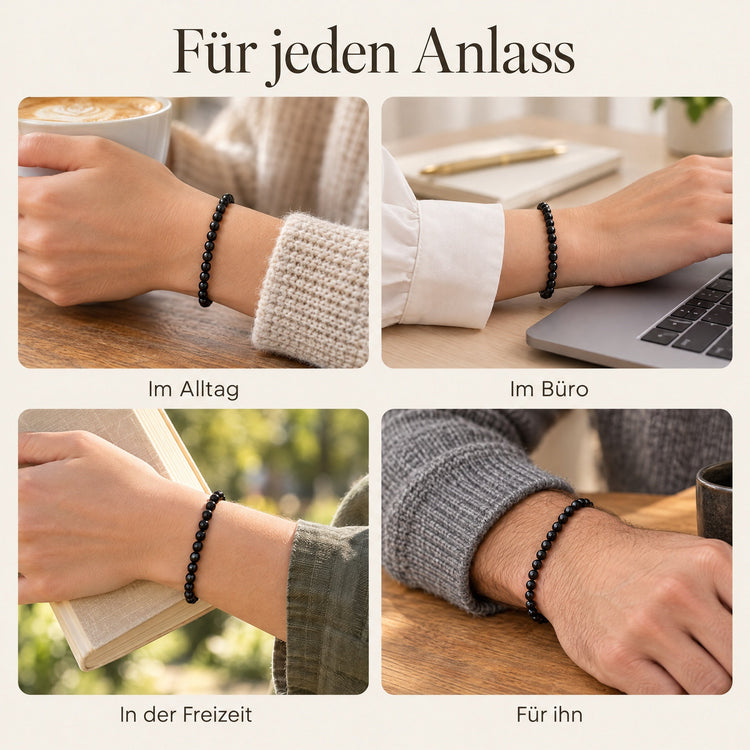 Onyx Mini-Kugelarmband | 4 mm – getragen – für jeden Anlass