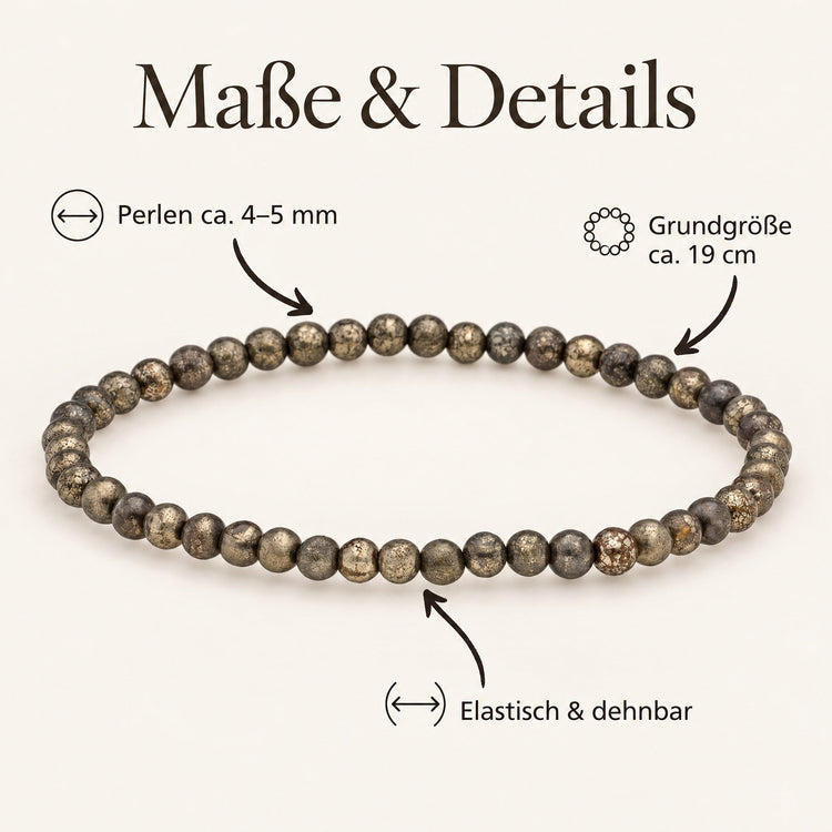 Pyrit Mini-Kugelarmband | 4 mm – Maße & Details