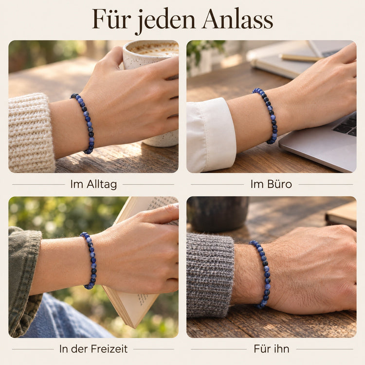 Sodalith Mini-Kugelarmband | 4 mm – getragen – für jeden Anlass