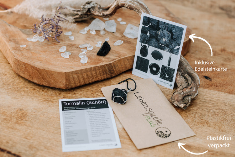 Turmalin, schwarz (Schörl) Gefasster Rohsteinanhänger