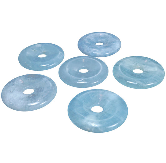 Aquamarin Donut | 40 mm Anhänger + Baumwollband