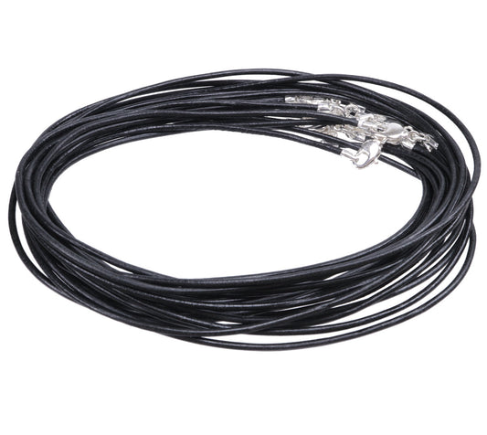 Lederband mit Karabinerverschluss 50 cm, schwarz