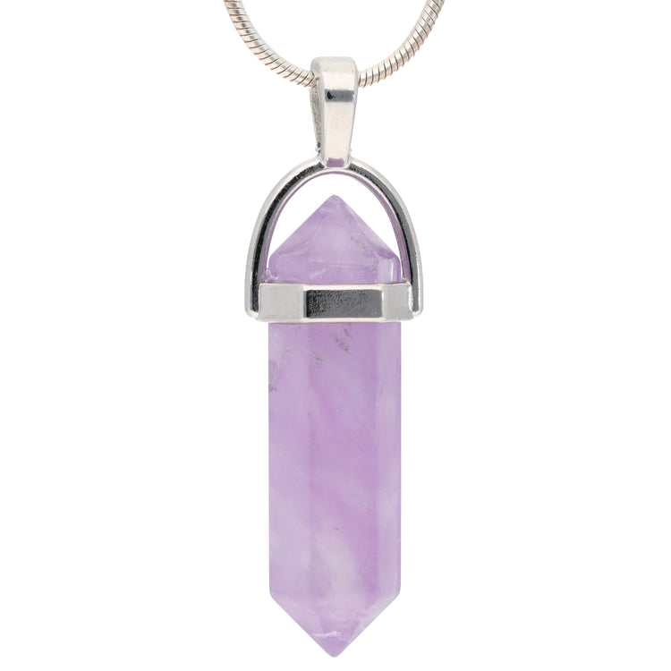 Amethyst, hell | Doppelspitze, gefasst | silberfarbene Öse