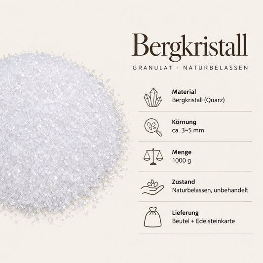 Steckbrief Bergkristall-Granulat 1000 g