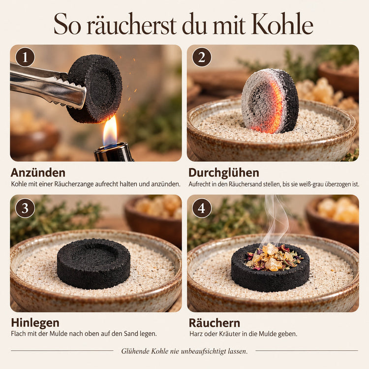 So räucherst du mit Räucherkohle – Anleitung in 4 Schritten