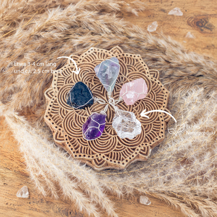 Rosenquarz, Gefasster Rohsteinanhänger