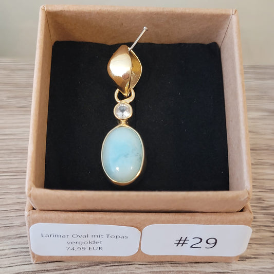 #29 Larimar oval mit Topas vergoldet Kettenanhänger | Instagram Live