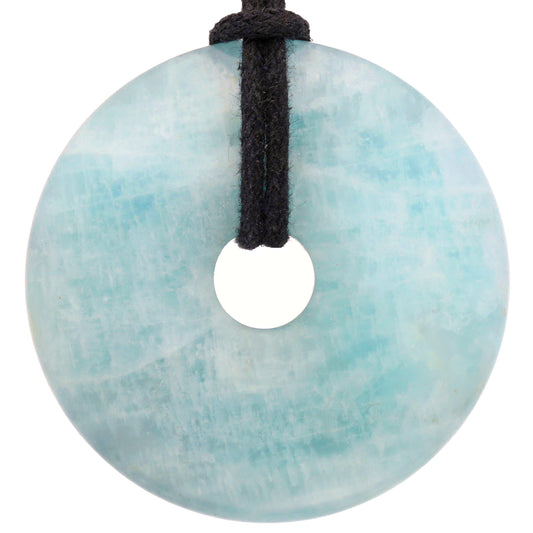 Aquamarin Donut | 40 mm Anhänger + Baumwollband