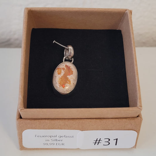 #31 Feueropal in Silber gefasst Kettenanhänger | Instagram Live