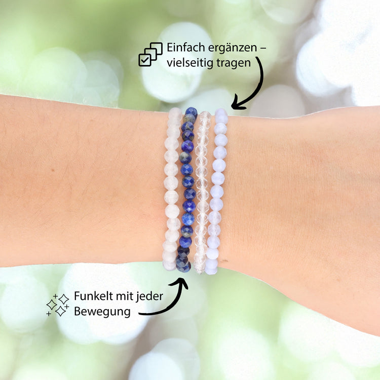 Piedra lunar arcoíris | pulsera facetada | 4 mm