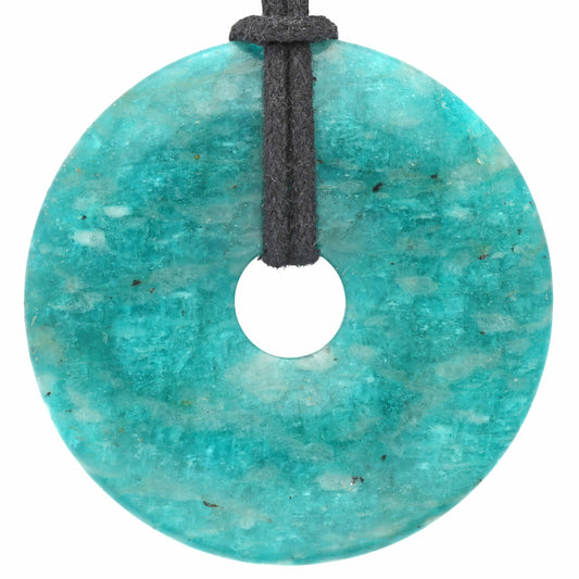Amazonit Donut | 40 mm Anhänger + Baumwollband