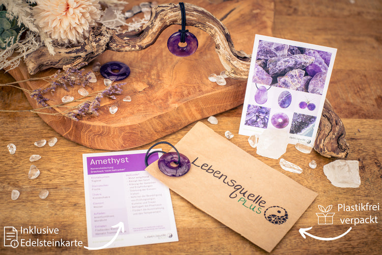 Amethyst Donut | 30 mm Anhänger + Baumwollband