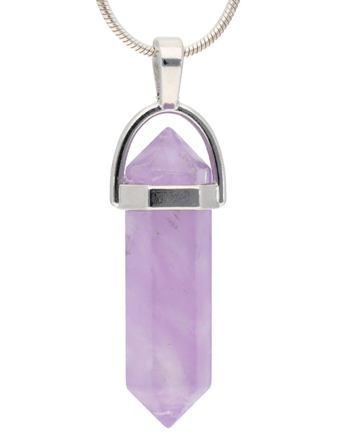 Amethyst, hell | Doppelspitze, gefasst | silberfarbene Öse