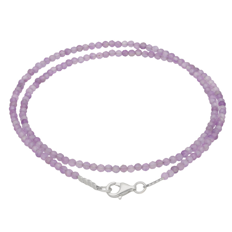 Amethyst 2mm Perlenkette facettiert | 45 cm + Silberverschluss