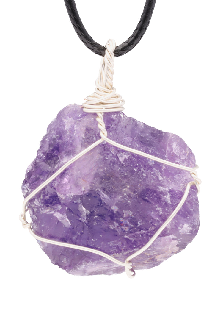 Amethyst, Gefasster Rohsteinanhänger
